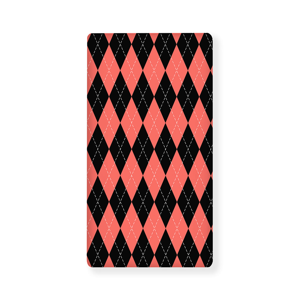Black And Coral Argyle Pattern Print Baby Crib Sheet