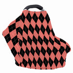 Black And Coral Argyle Pattern Print Baby Seat Cover