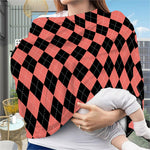 Black And Coral Argyle Pattern Print Baby Seat Cover