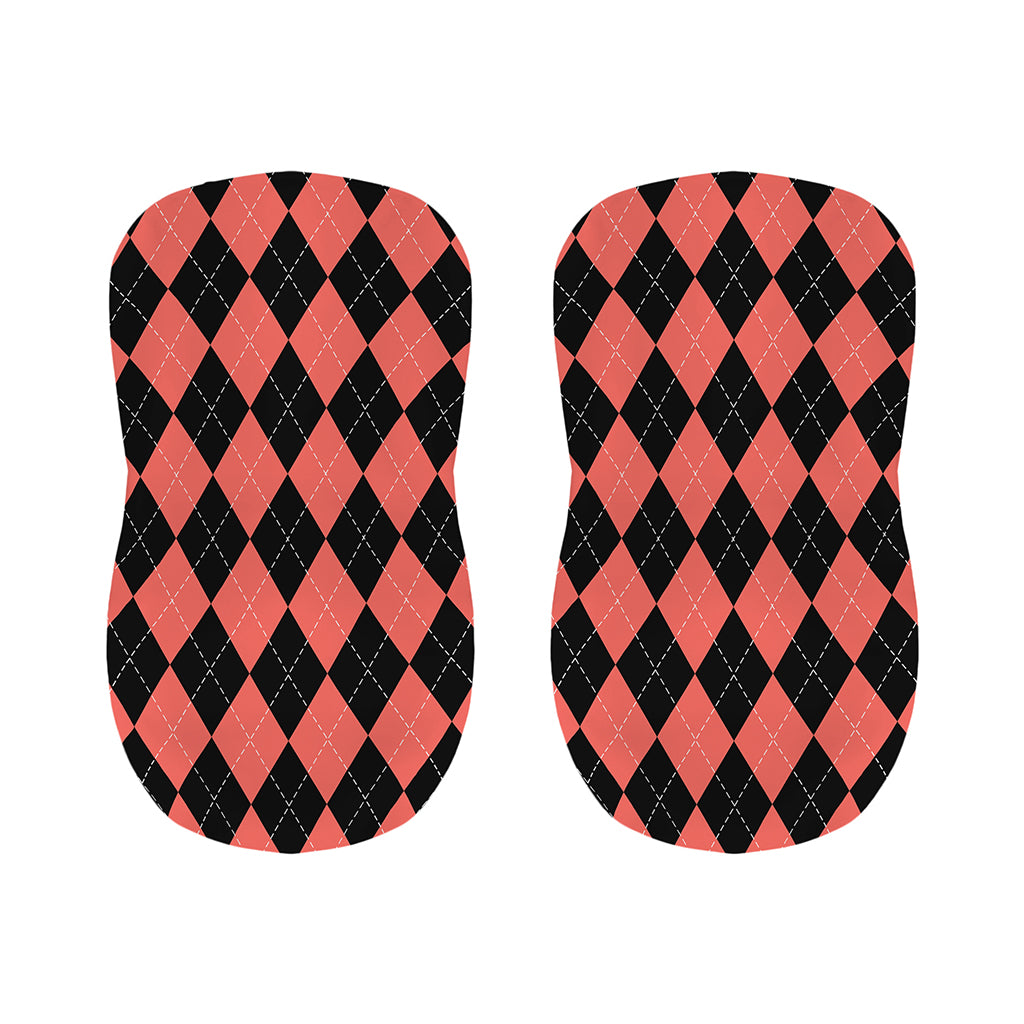 Black And Coral Argyle Pattern Print Bar Stool Covers