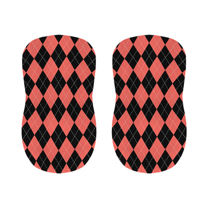 Black And Coral Argyle Pattern Print Bar Stool Covers