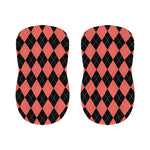 Black And Coral Argyle Pattern Print Bar Stool Covers