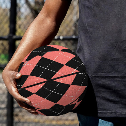 Black And Coral Argyle Pattern Print Basketball