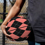 Black And Coral Argyle Pattern Print Basketball