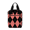 Black And Coral Argyle Pattern Print Bible Tote Bag