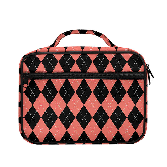 Black And Coral Argyle Pattern Print Briefcase Bible Bag