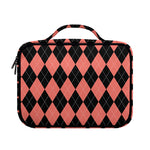 Black And Coral Argyle Pattern Print Briefcase Bible Bag