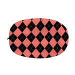 Black And Coral Argyle Pattern Print Car Side Mirror Covers