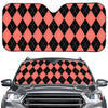 Black And Coral Argyle Pattern Print Car Windshield Sun Shade