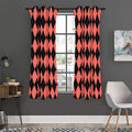 Black And Coral Argyle Pattern Print Grommet Curtain Panels