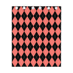 Black And Coral Argyle Pattern Print Curtain