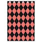 Black And Coral Argyle Pattern Print Curtain