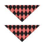 Black And Coral Argyle Pattern Print Dog Bandana