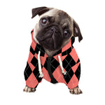 Black And Coral Argyle Pattern Print Dog Zip Up Hoodie