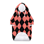 Black And Coral Argyle Pattern Print Dog Zip Up Hoodie