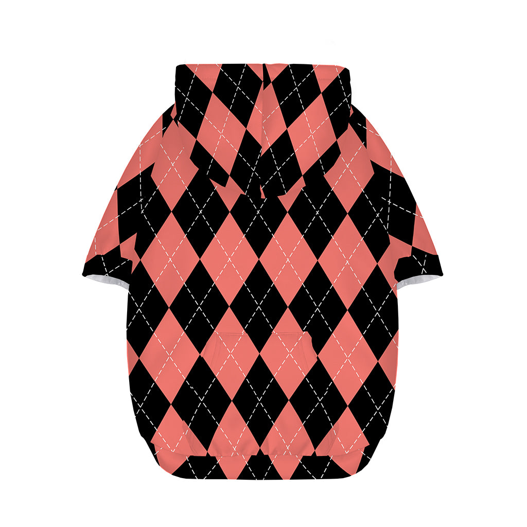 Black And Coral Argyle Pattern Print Dog Zip Up Hoodie