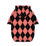 Black And Coral Argyle Pattern Print Dog Zip Up Hoodie