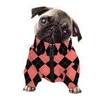 Black And Coral Argyle Pattern Print Dog Zip Up Jacket