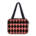 Black And Coral Argyle Pattern Print Double Strap Bible Bag