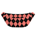 Black And Coral Argyle Pattern Print Fanny Pack