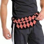 Black And Coral Argyle Pattern Print Fanny Pack