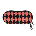 Black And Coral Argyle Pattern Print Glasses Case