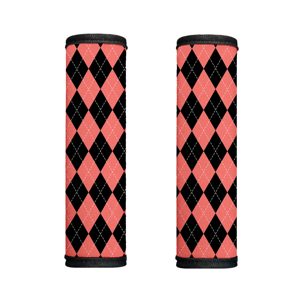 Black And Coral Argyle Pattern Print Handle Covers