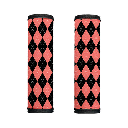 Black And Coral Argyle Pattern Print Handle Covers