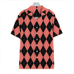 Black And Coral Argyle Pattern Print Hawaiian Shirt
