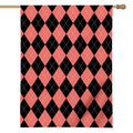 Black And Coral Argyle Pattern Print House Flag