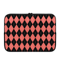 Black And Coral Argyle Pattern Print Laptop Sleeve