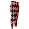 Black And Coral Argyle Pattern Print Men's Compression Pants