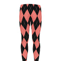 Black And Coral Argyle Pattern Print Men's Leggings