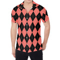 Black And Coral Argyle Pattern Print Men's Shirt