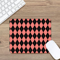 Black And Coral Argyle Pattern Print Mouse Pad