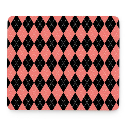 Black And Coral Argyle Pattern Print Mouse Pad