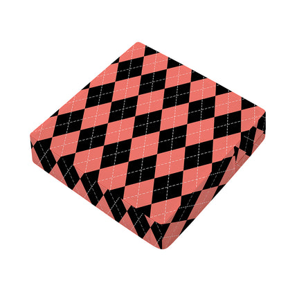 Black And Coral Argyle Pattern Print Outdoor Seat Cushion Cover