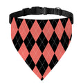 Black And Coral Argyle Pattern Print Over The Collar Dog Bandana