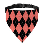 Black And Coral Argyle Pattern Print Over The Collar Dog Bandana