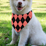 Black And Coral Argyle Pattern Print Over The Collar Dog Bandana