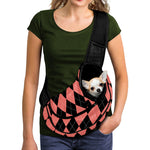 Black And Coral Argyle Pattern Print Pet Sling Carrier