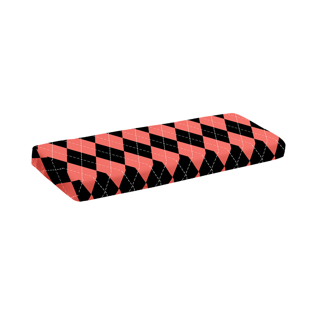 Black And Coral Argyle Pattern Print Piano Keyboard Cover