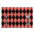 Black And Coral Argyle Pattern Print Placemat
