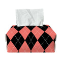 Black And Coral Argyle Pattern Print Rectangle Tissue Box Cover