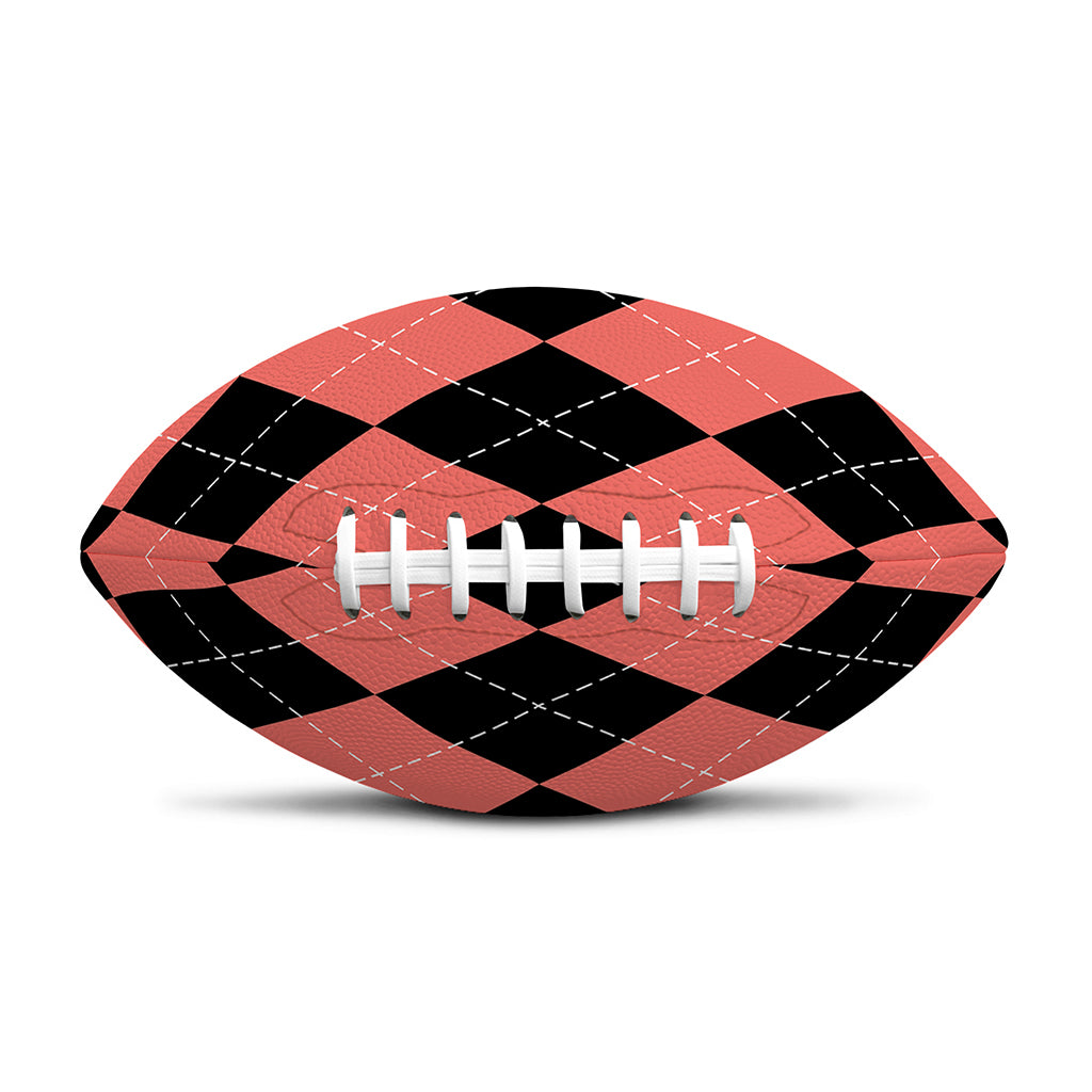 Black And Coral Argyle Pattern Print Rugby Ball