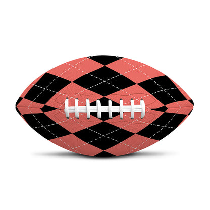 Black And Coral Argyle Pattern Print Rugby Ball