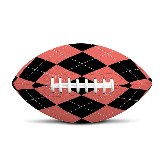 Black And Coral Argyle Pattern Print Rugby Ball