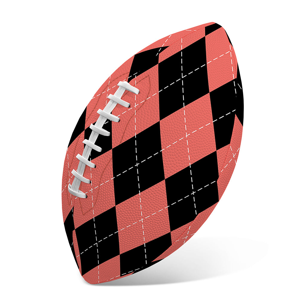 Black And Coral Argyle Pattern Print Rugby Ball