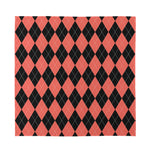 Black And Coral Argyle Pattern Print Silk Bandana