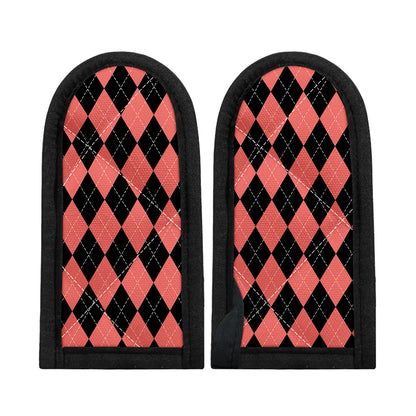 Black And Coral Argyle Pattern Print Skillet Handle Cover